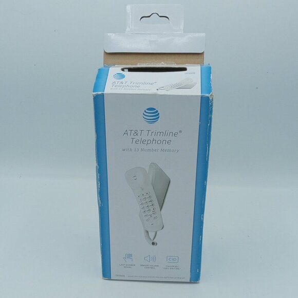 AT&T Trimline Push Button Telephone Land Line 13 Number Memory TR1909 White - Picture 2 of 16